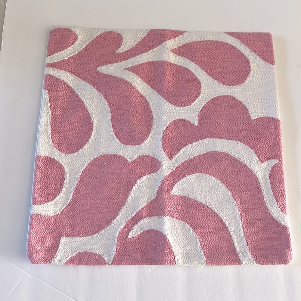 Beautiful decorative pillow cover pink&white square textured yarn modern…